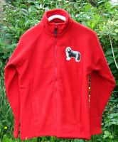 Damen-Fleecejacke mit Beardie-Aufn??her, rot