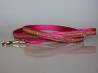 Set Halsband + Leine, 150 cm, pink-grün